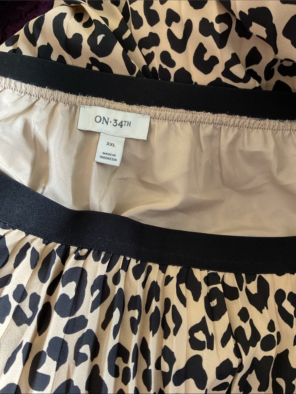 ON 34th Leopard Print Pleated Midi Skirt - Black and Tan - Picture 2 of 2